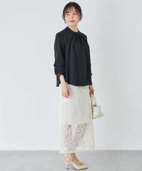 INCEDE(インシード)の「刺繍レースタイトスカート(スカート・レディース・オフホワイト/ブラック/サックスブルー・M/L/LL/3L/4L)」の10枚目の写真