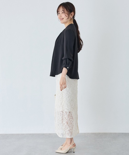 INCEDE(インシード)の「刺繍レースタイトスカート(スカート・レディース・オフホワイト/ブラック/サックスブルー・M/L/LL/3L/4L)」の11枚目の写真