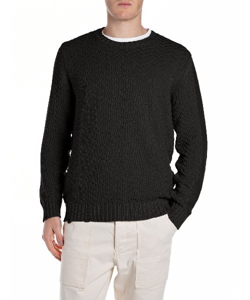 DimMoire/ニット・セーター(薄手)/FREE/コットン/BLK/4659100600/Dim25-001 洗える】ハイネッククロップドニット（XS～L）（ニット/セーター