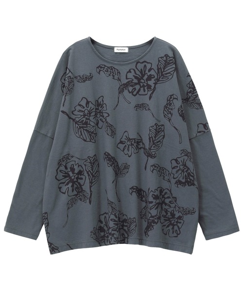 Plantation(プランテーション)の「(B)ドローイングフラワーT / カットソー / (O)(Tシャツ/カットソー・レディース・ネイビー/ホワイト・M size)」の3枚目の写真