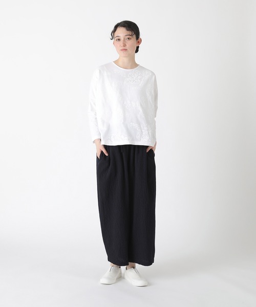 Plantation(プランテーション)の「(B)ドローイングフラワーT / カットソー / (O)(Tシャツ/カットソー・レディース・ネイビー/ホワイト・M size)」の8枚目の写真