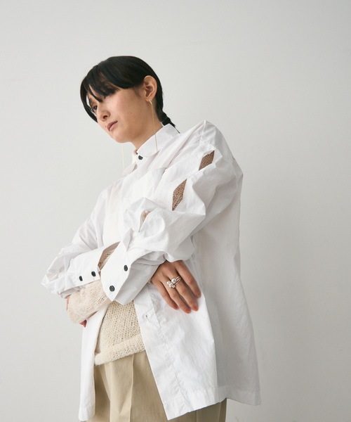 Lutim by u(ルチバイユー)の「Side-hole nylon shirt / サイドホールナイロンシャツ(シャツ/ブラウス・レディース・ブルー/ナチュラル/ホワイト・FREE)」の2枚目の写真