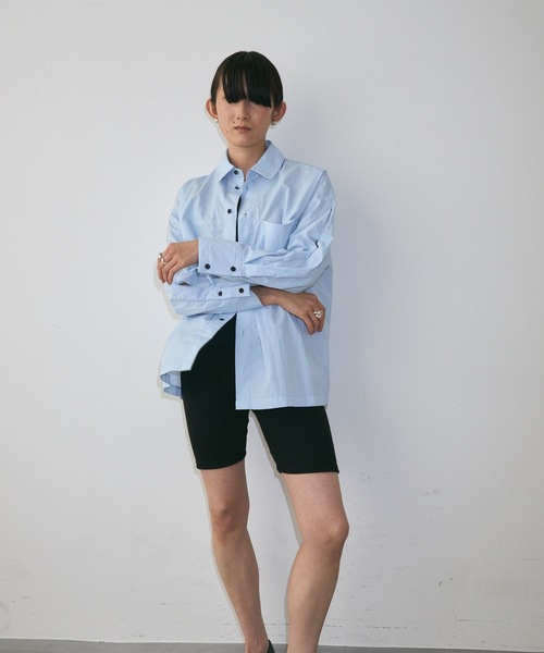 Lutim by u(ルチバイユー)の「Side-hole nylon shirt / サイドホールナイロンシャツ(シャツ/ブラウス・レディース・ブルー/ナチュラル/ホワイト・FREE)」の13枚目の写真