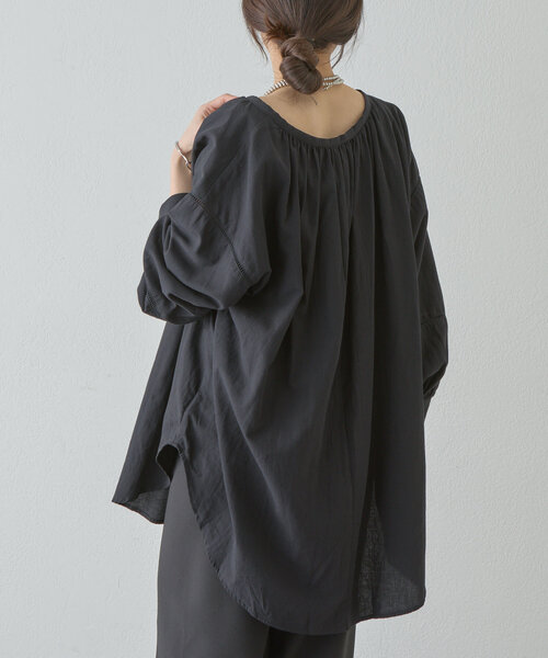 SHENERY（シーナリー）の「《さらっとした着心地》《体型カバーも叶う》はしごレースボリュームチュニック（シャツ/ブラウス・レディース・イエロー/オフホワイト/ブラック・FREE）」の12枚目の写真