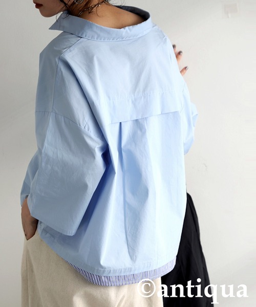 antiqua(アンティカ)の「レイヤード風配色シャツ(シャツ/ブラウス・レディース・ブルー/ネイビー・ONESIZE)」の10枚目の写真