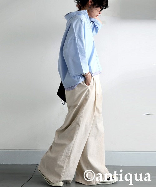 antiqua(アンティカ)の「レイヤード風配色シャツ(シャツ/ブラウス・レディース・ブルー/ネイビー・ONESIZE)」の11枚目の写真