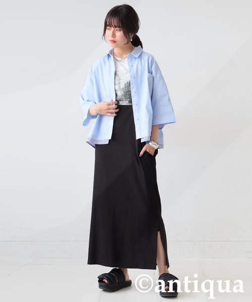 antiqua(アンティカ)の「レイヤード風配色シャツ(シャツ/ブラウス・レディース・ブルー/ネイビー・ONESIZE)」の13枚目の写真