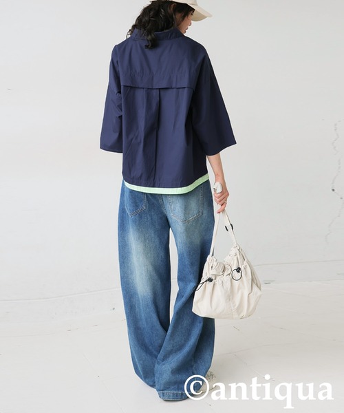 antiqua(アンティカ)の「レイヤード風配色シャツ(シャツ/ブラウス・レディース・ブルー/ネイビー・ONESIZE)」の5枚目の写真