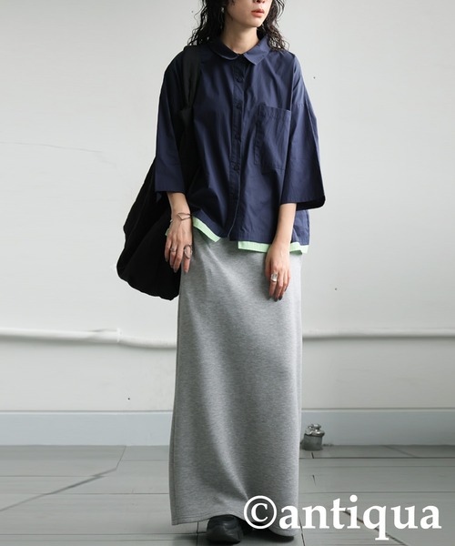antiqua(アンティカ)の「レイヤード風配色シャツ(シャツ/ブラウス・レディース・ブルー/ネイビー・ONESIZE)」の7枚目の写真