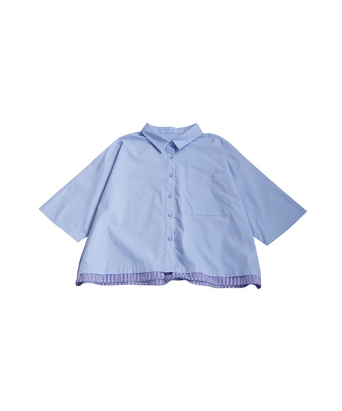 antiqua(アンティカ)の「レイヤード風配色シャツ(シャツ/ブラウス・レディース・ブルー/ネイビー・ONESIZE)」の15枚目の写真