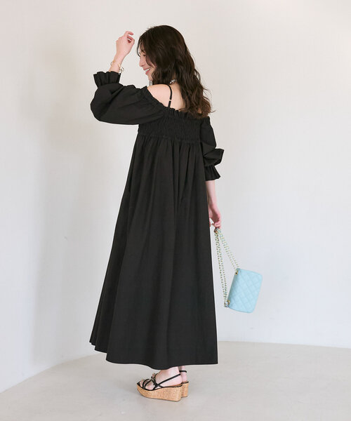 【美品】ルイヴィトン オフショル　ワンピース レーヨンシルク ボルドー セール】【最強愛されワンピ】シャーリング2WAYオフショル