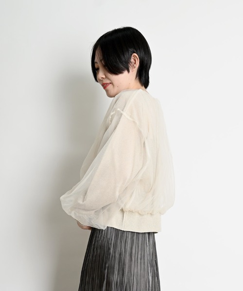 MARAI（マーライ）の「ラメニットチュール レイヤードプルオーバー（ニット/セーター・レディース・ベージュ/ミント/ブラック・FREE）」の14枚目の写真
