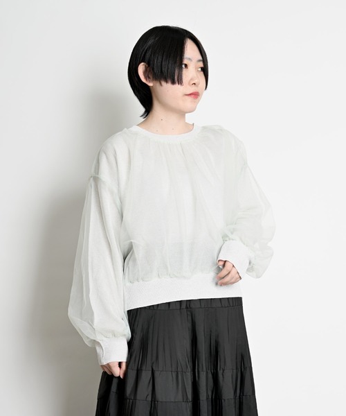 MARAI（マーライ）の「ラメニットチュール レイヤードプルオーバー（ニット/セーター・レディース・ベージュ/ミント/ブラック・FREE）」の17枚目の写真
