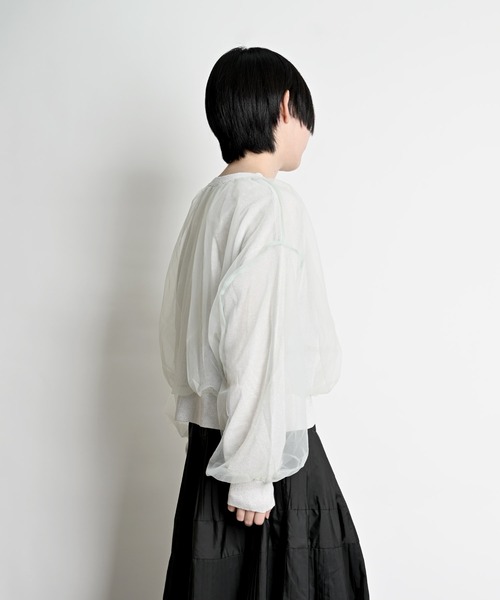 MARAI（マーライ）の「ラメニットチュール レイヤードプルオーバー（ニット/セーター・レディース・ベージュ/ミント/ブラック・FREE）」の19枚目の写真