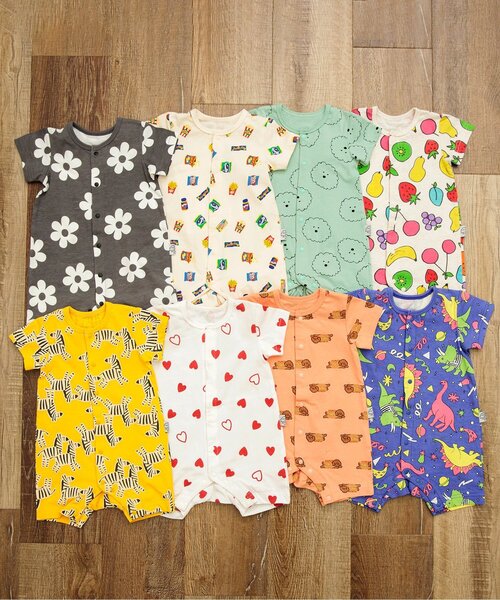 BREEZE（ブリーズ）の「総柄ロンパス　マイファーストブリーズ（ロンパース・キッズ・ブラック/レッド/イエロー/オレンジ/アイボリー/ミント/レインボー/ロイヤルブルー・80/70/60）」の9枚目の写真