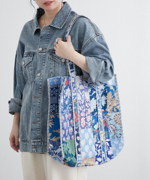India series】【インド綿100%】パッチワークトートバッグ（ショルダー