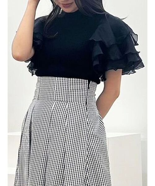 異素材ラッフルコンパクトニット　マーキュリーデュオ 異素材ラッフルコンパクトニット｜マーキュリーデュオの通販