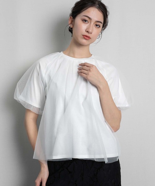 RAW FUDGE（ローファッジ）の「オーバーチュールバルーンスリーブプルオーバー（Tシャツ/カットソー・レディース・ブラック/ベージュ/オフホワイト・M）」の2枚目の写真