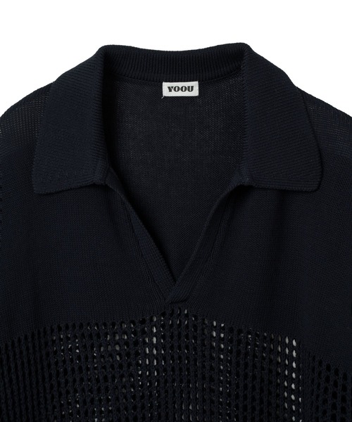 YOOU(ユー)の「クロシェポロニット/透かし編みデザイン × ルーズシルエット(ニット/セーター・レディース・ネイビー/ホワイト/オレンジ・FREE)」の20枚目の写真