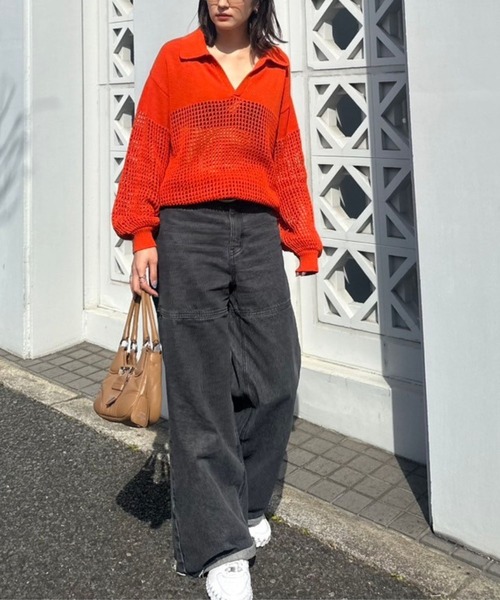ニット セーター Crochet polo knit（クロシェポロニット） レディース セール】Crochet polo knit（クロシェポロニット）（ニット