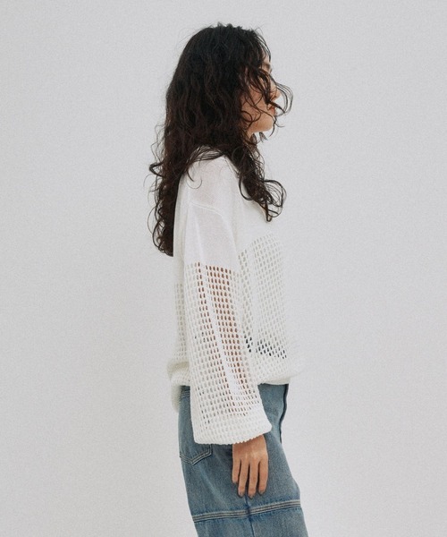 ニット セーター Crochet polo knit（クロシェポロニット） レディース セール】Crochet polo knit（クロシェポロニット）（ニット