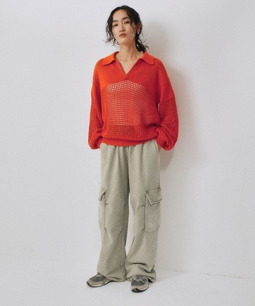 ニット セーター Crochet polo knit（クロシェポロニット） レディース セール】Crochet polo knit（クロシェポロニット）（ニット