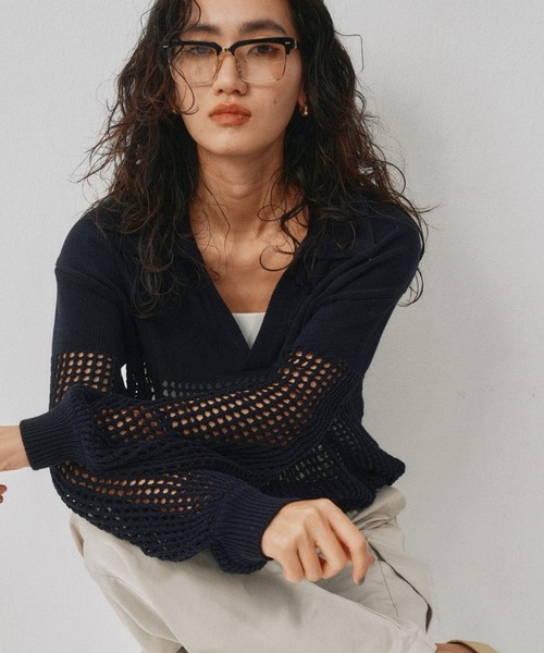 セール】Crochet polo knit（クロシェポロニット）（ニット