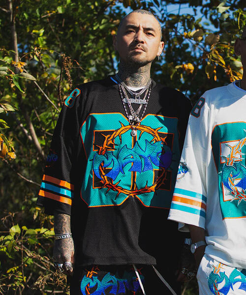 ROYAL FLASH（ロイヤルフラッシュ）の「MAYO/メイヨー/THORNS EMBROIDERY GAME SHIRT（Tシャツ/カットソー・メンズ・ホワイト/ブルー/ブラック・M）」の9枚目の写真