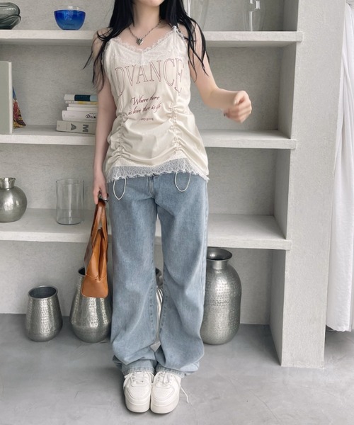 Good Riddance(グッドリダンス)の「【Good Riddance】レースデザイン ドローコード キャミソール(キャミソール・レディース・カーキ/ブラック/アイボリー/ライトピンク/グレー/オフホワイト/ネイビー/ベージュ・M/L)」の15枚目の写真