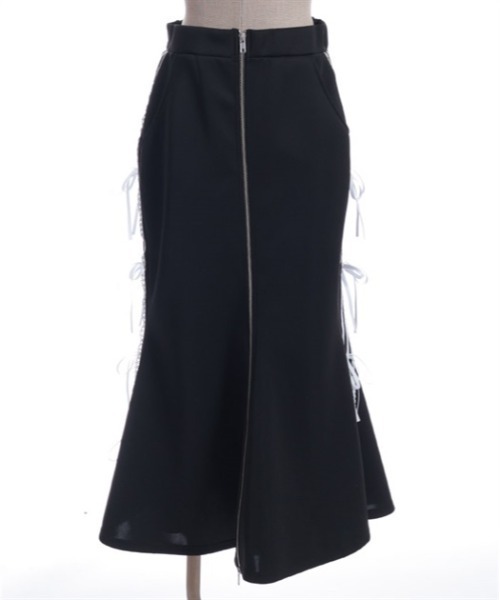 axes femme POETIQUE（アクシーズファムポエティック）の「ペチ付リボンラインロングスカート（スカート・レディース・ホワイト/ブラック/ブルーグレー・MEDIUM）」の10枚目の写真