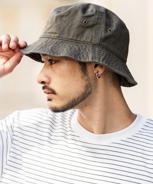 newhattan（ニューハッタン）の「NEWHATTAN ニューハッタン Bucket Hat twill/ツイルバケットハット（ハット・メンズ・ライトピンク/バーガンディー/ダークグリーン/ネイビー/ラベンダー/デザートカモ/グレー系カモフラージュ/ウッドランド/ロイヤルブルー/サンドベージュ/ダークブラウン/ブラック/スカイブルー/チャコールグレー/ホワイト/カーキ/オレンジ/オリーブ/グレー/ケリーグリーン・S/L）」の8枚目の写真