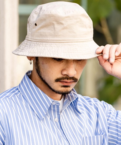 newhattan（ニューハッタン）の「NEWHATTAN ニューハッタン Bucket Hat twill/ツイルバケットハット（ハット・メンズ・ライトピンク/バーガンディー/ダークグリーン/ネイビー/ラベンダー/デザートカモ/グレー系カモフラージュ/ウッドランド/ロイヤルブルー/サンドベージュ/ダークブラウン/ブラック/スカイブルー/チャコールグレー/ホワイト/カーキ/オレンジ/オリーブ/グレー/ケリーグリーン・S/L）」の6枚目の写真