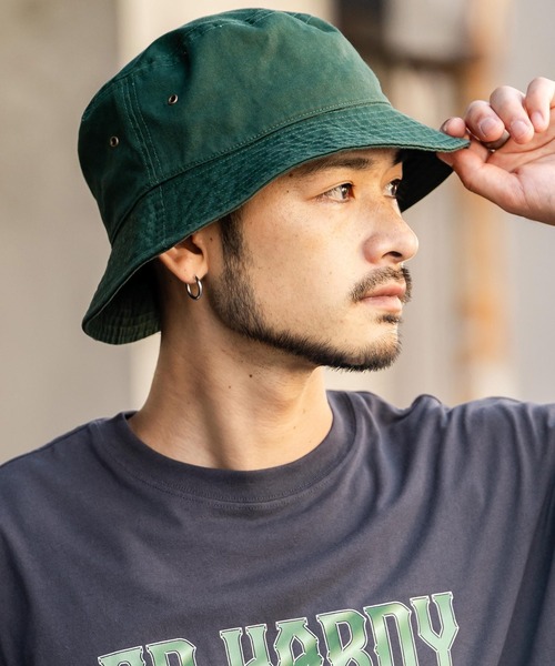 newhattan（ニューハッタン）の「NEWHATTAN ニューハッタン Bucket Hat twill/ツイルバケットハット（ハット・メンズ・ライトピンク/バーガンディー/ダークグリーン/ネイビー/ラベンダー/デザートカモ/グレー系カモフラージュ/ウッドランド/ロイヤルブルー/サンドベージュ/ダークブラウン/ブラック/スカイブルー/チャコールグレー/ホワイト/カーキ/オレンジ/オリーブ/グレー/ケリーグリーン・S/L）」の7枚目の写真
