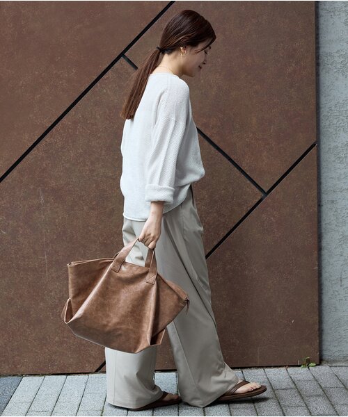 JOURNAL STANDARD（ジャーナルスタンダード）の「ペーパーヤーンカノコルーズプルオーバー（ニット/セーター・レディース・ブラック/ホワイト系その他/ライトグリーン/ベージュ・FREE）」の5枚目の写真