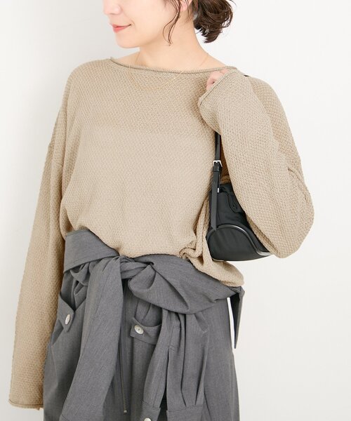 JOURNAL STANDARD（ジャーナルスタンダード）の「ペーパーヤーンカノコルーズプルオーバー（ニット/セーター・レディース・ブラック/ホワイト系その他/ライトグリーン/ベージュ・FREE）」の21枚目の写真