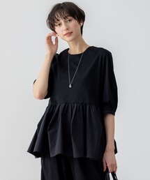 23区 L（ニジュウサンクオオキイサイズ）の「【GLOW8月号掲載/洗える】ランダムフリルジャージー ペプラム カットソー（Tシャツ/カットソー）」