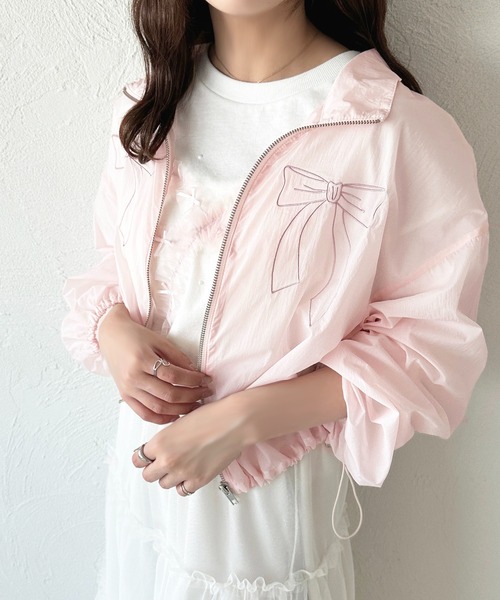 cen. リボンシアーブルゾン レディース タグ付き新品❤︎cen.リボンシアーブルゾン❤︎白 25ss