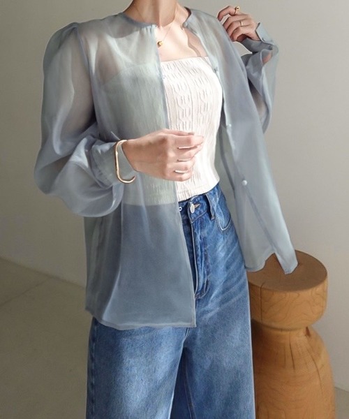 KOBE LETTUCE（コウベレタス）の「[ yuri.さんコラボ ] 前後2wayシアーブラウストップス（シャツ/ブラウス・レディース・コーラルピンク/ブルー/ダークブラウン/アイボリー・M）」の16枚目の写真