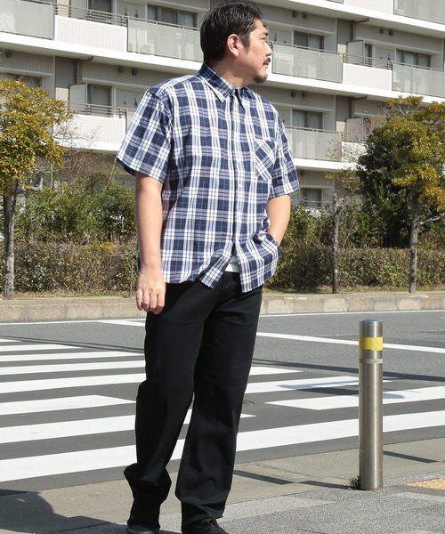 PIMLICO(ピムリコ)の「PIMLICO (ピムリコ) ブロードチェック ボタンダウン 半袖 シャツ(シャツ/ブラウス・メンズ・B/A/C/D/E/ブルー/オレンジ/レッド/グリーン・X1(3L~4L)/X2(4L~5L)/X3(6L~7L)/X4(8L~9L))」の11枚目の写真