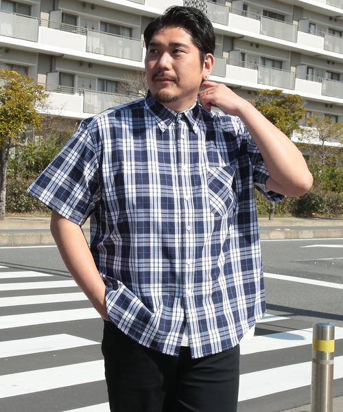 PIMLICO(ピムリコ)の「PIMLICO (ピムリコ) ブロードチェック ボタンダウン 半袖 シャツ(シャツ/ブラウス・メンズ・B/A/C/D/E/ブルー/オレンジ/レッド/グリーン・X1(3L~4L)/X2(4L~5L)/X3(6L~7L)/X4(8L~9L))」の13枚目の写真