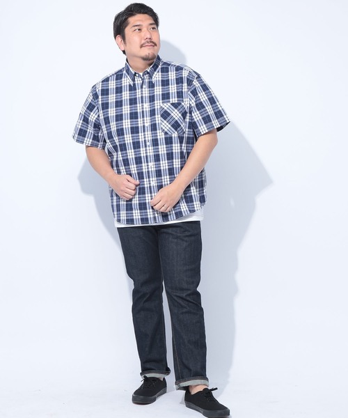 PIMLICO(ピムリコ)の「PIMLICO (ピムリコ) ブロードチェック ボタンダウン 半袖 シャツ(シャツ/ブラウス・メンズ・B/A/C/D/E/ブルー/オレンジ/レッド/グリーン・X1(3L~4L)/X2(4L~5L)/X3(6L~7L)/X4(8L~9L))」の16枚目の写真