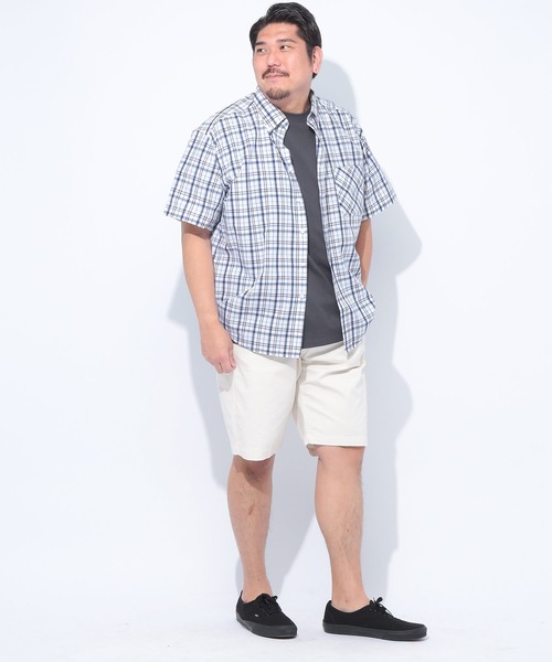 PIMLICO(ピムリコ)の「PIMLICO (ピムリコ) ブロードチェック ボタンダウン 半袖 シャツ(シャツ/ブラウス・メンズ・B/A/C/D/E/ブルー/オレンジ/レッド/グリーン・X1(3L~4L)/X2(4L~5L)/X3(6L~7L)/X4(8L~9L))」の21枚目の写真
