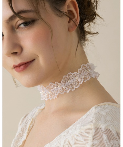 LA MUe（ラミュー）の「【LA MUE】パールレースチョーカー（チョーカー・レディース・ブラック/ホワイト・FREE）」の10枚目の写真