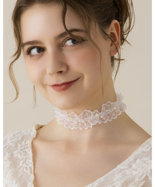 LA MUe（ラミュー）の「【LA MUE】パールレースチョーカー（チョーカー・レディース・ブラック/ホワイト・FREE）」の11枚目の写真