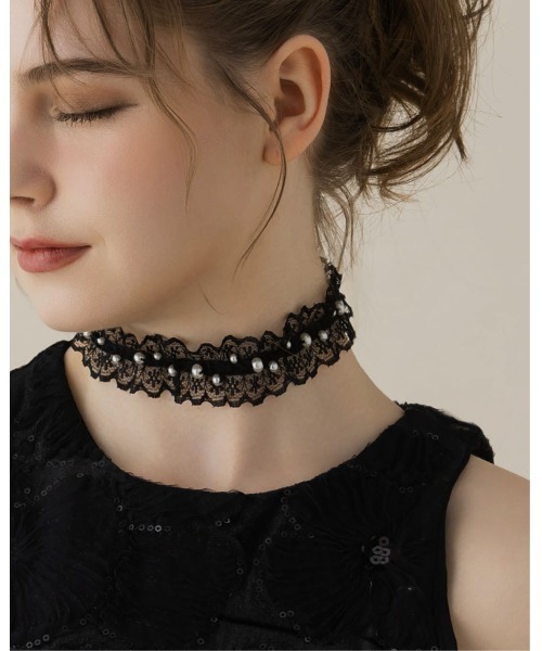 LA MUe（ラミュー）の「【LA MUE】パールレースチョーカー（チョーカー・レディース・ブラック/ホワイト・FREE）」の13枚目の写真