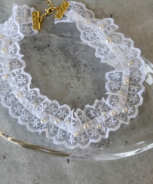 LA MUe（ラミュー）の「【LA MUE】パールレースチョーカー（チョーカー・レディース・ブラック/ホワイト・FREE）」の8枚目の写真