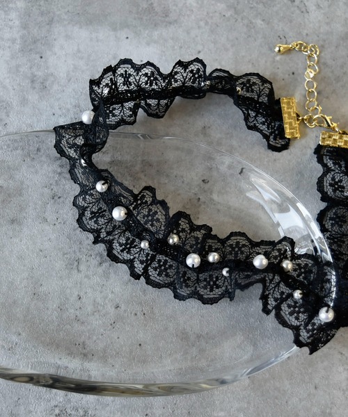 LA MUe（ラミュー）の「【LA MUE】パールレースチョーカー（チョーカー・レディース・ブラック/ホワイト・FREE）」の9枚目の写真