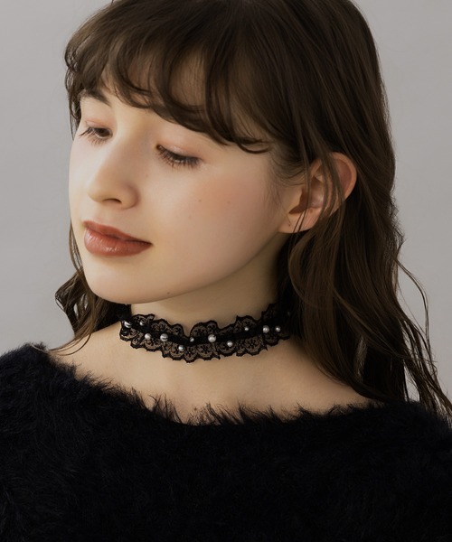 LA MUe（ラミュー）の「【LA MUE】パールレースチョーカー（チョーカー・レディース・ブラック/ホワイト・FREE）」の17枚目の写真