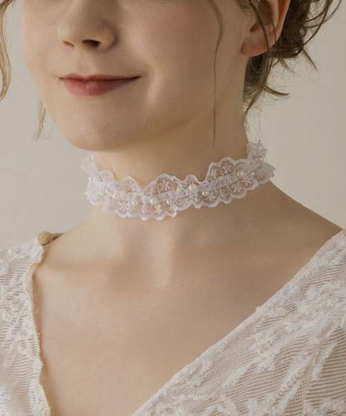 LA MUe（ラミュー）の「【LA MUE】パールレースチョーカー（チョーカー・レディース・ブラック/ホワイト・FREE）」の21枚目の写真