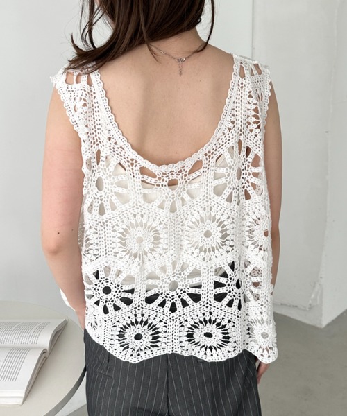 【即日発送】CROCHET TOPS クロシェトップス セール】クロシェ編みビスチェトップス（ベスト）｜CLEA（クレア